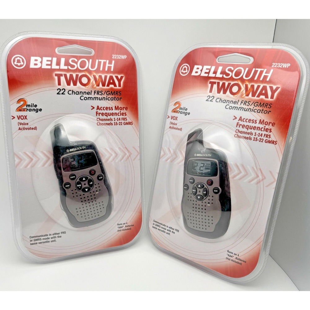 Bell South 2232WP Two Way 22 Channel FRS/GMRS Walkie Talkie 2 Mile Range NEW